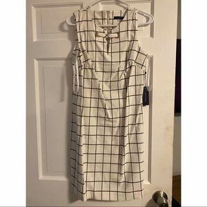 Windowpane print sheath dress